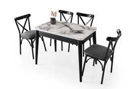 Hanah Home Dolunay - 1281 Mesa de comedor extensible mármol blanco